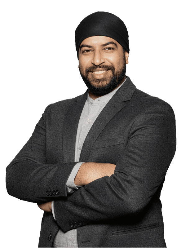 Professional real estate agent in suit promoting property services UK.